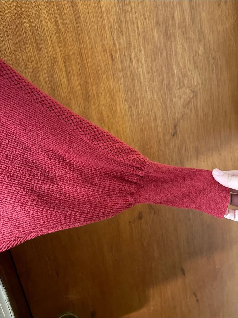 Cupio Red Textured Scoop Neck Sweater